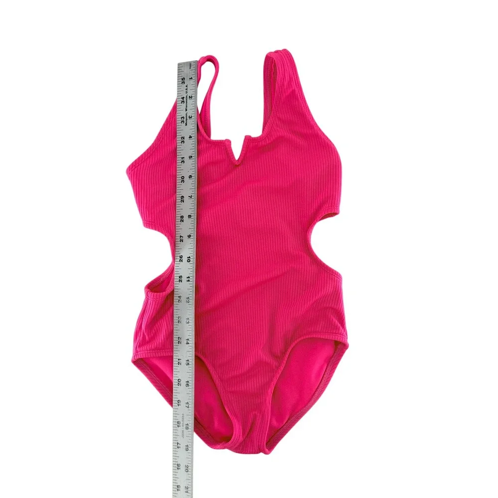 Art Class Hot‎ Pink Ribbed Cut Out One Piece Swimsuit Kids Size S (6/7)